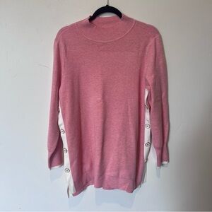 Chicos Women’s Cashmere Pink Tunic Sweater with Side Buttons Size Large Cozy